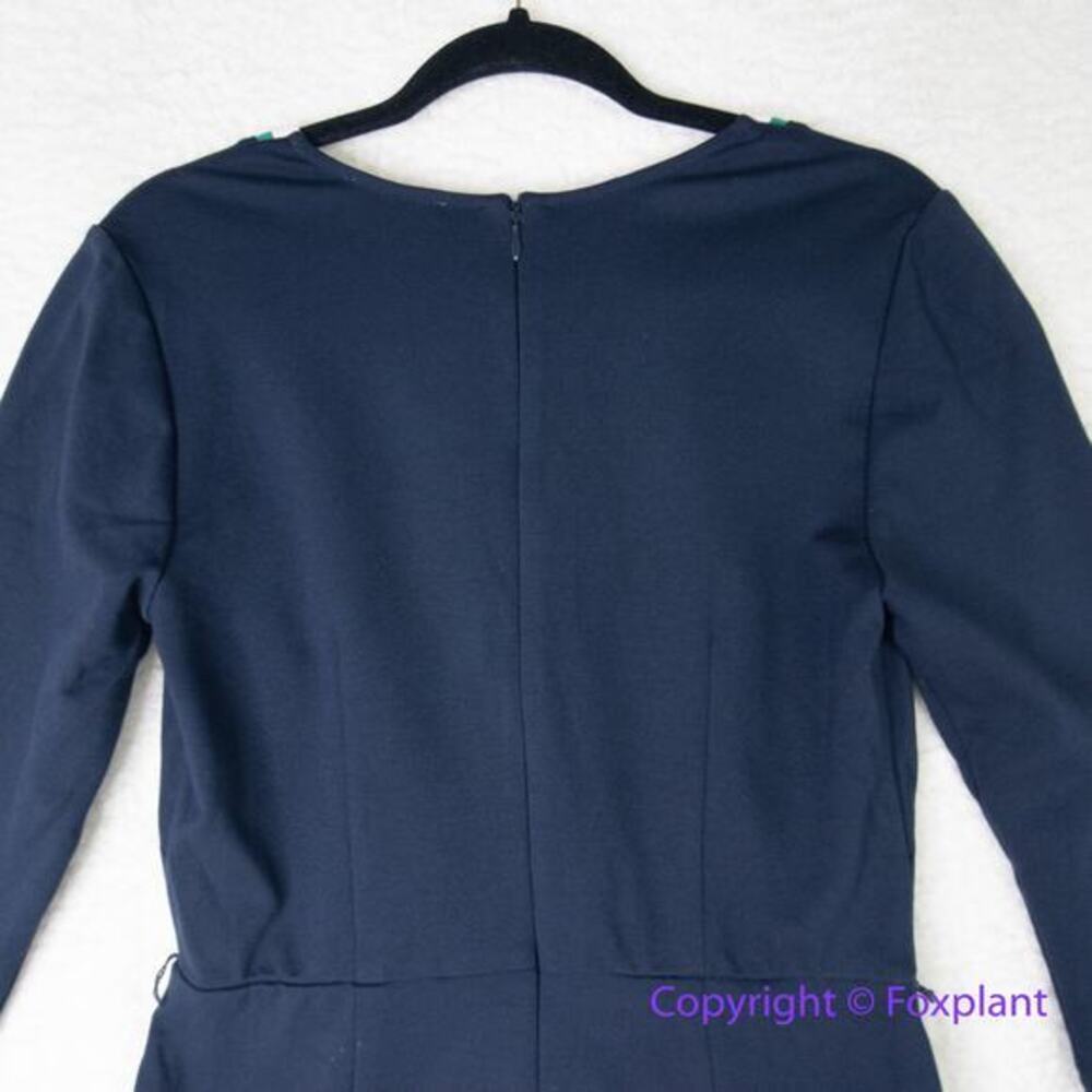 Eliza J‎ Contrast Trim Surplice V-Neck Wrap blue Dress, size 8 - Picture 12 of 16